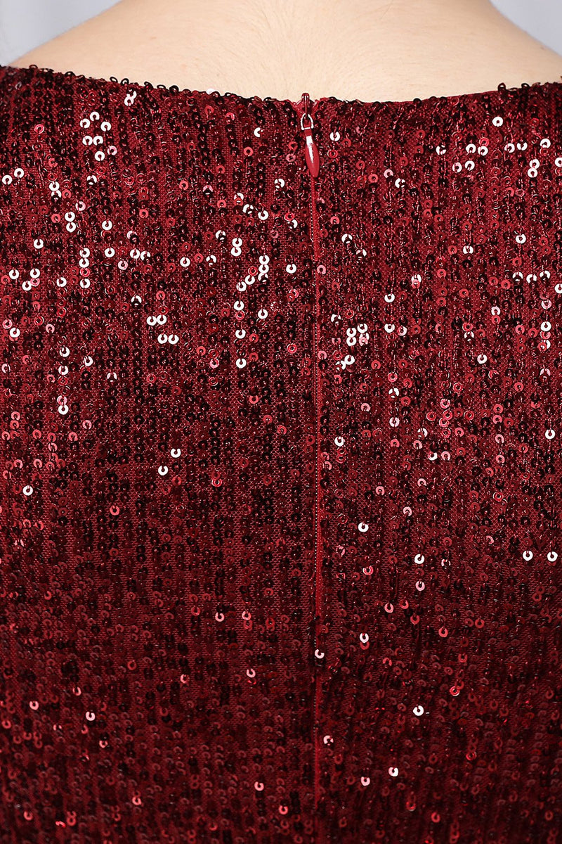 Load image into Gallery viewer, Burgundy Sequins &amp; Velvet Cocktail Dress