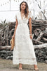 Load image into Gallery viewer, V-neck White Lace Wedding Party Dress