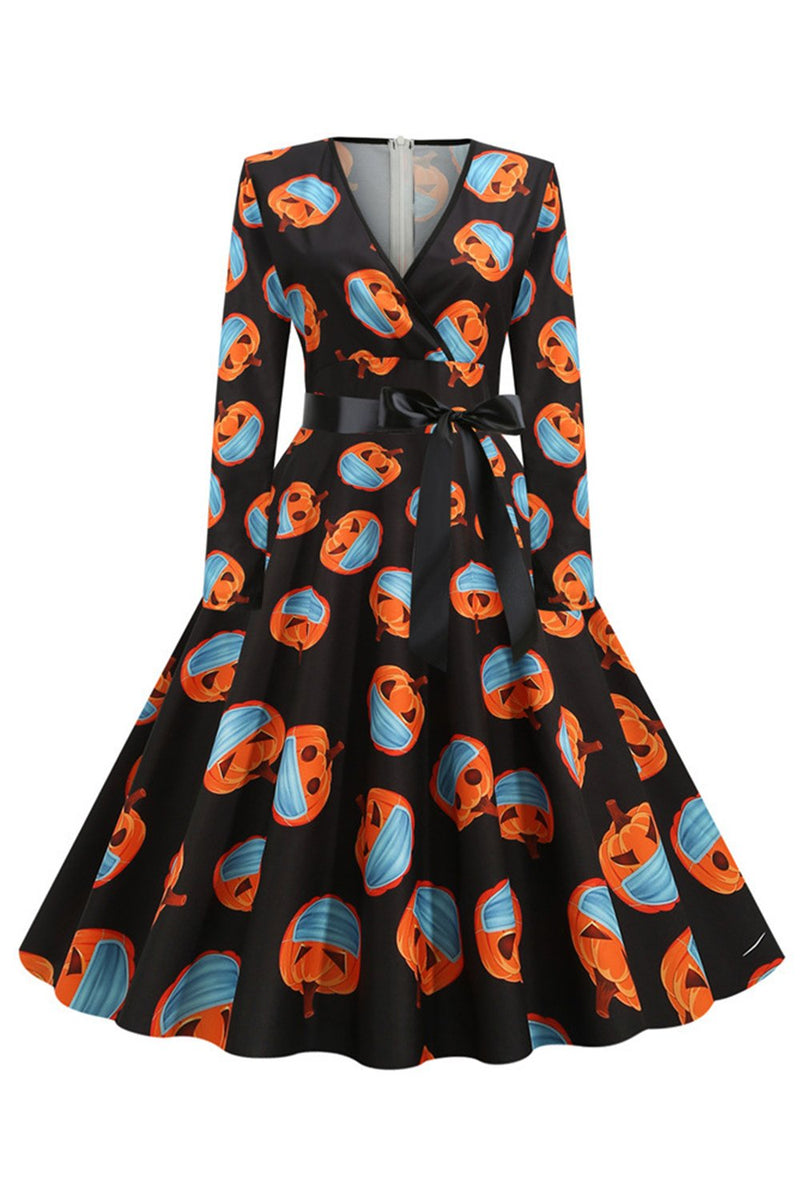 Load image into Gallery viewer, Black Halloween Vintage 1950s Dress