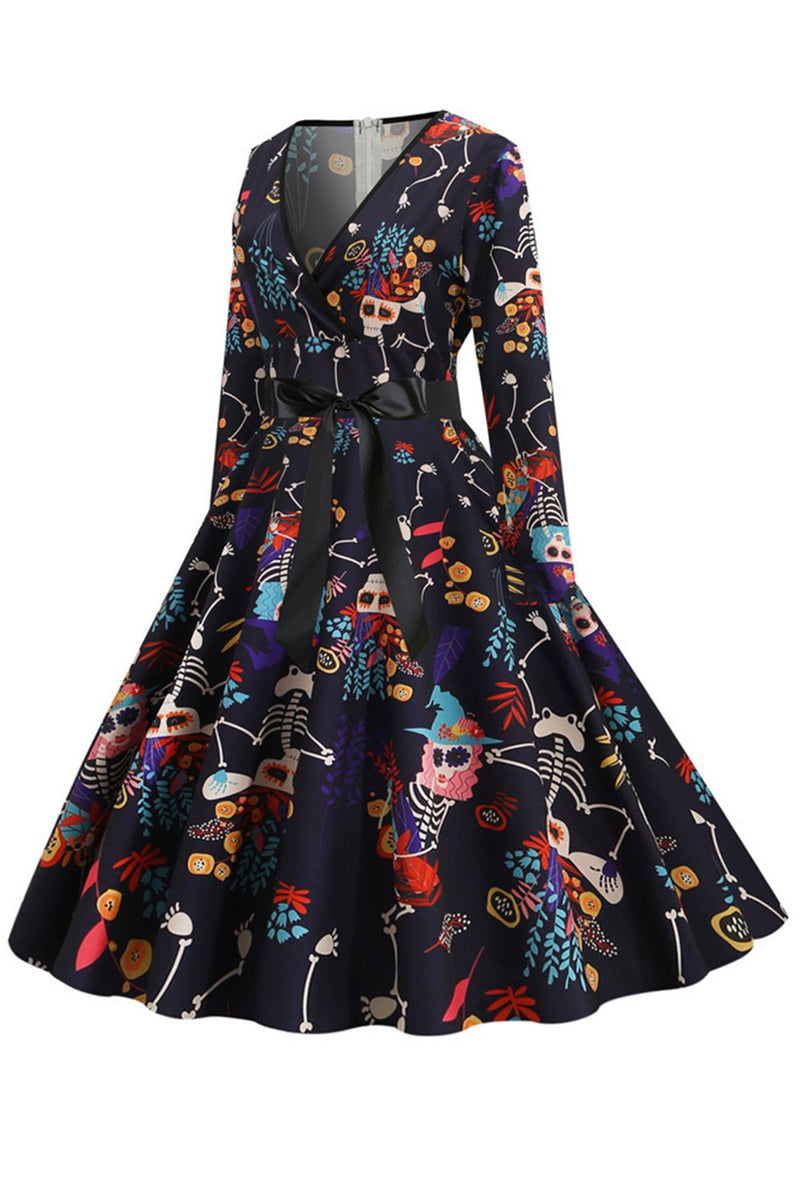 Load image into Gallery viewer, Black Halloween Vintage 1950s Dress