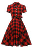 Load image into Gallery viewer, Red Plaid Short Sleeves Vintage Dress