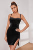 Load image into Gallery viewer, Bodycon Spaghetti Straps Black Velvet Holiday Party Dress