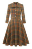 Load image into Gallery viewer, Grey Coffee Plaid Vintage Dress