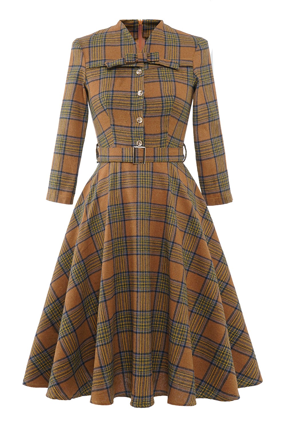 Plaid Dress, Wool Dress, Winter Tartan Dress, Custom Dress, 1950's