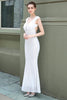 Load image into Gallery viewer, White V-neck Sequins Prom Dress