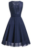 Load image into Gallery viewer, Navy Lace Wedding Party Dress with Ruffles