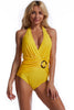 Load image into Gallery viewer, Deep V Neck Navy One Piece Swimwear