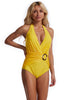 Load image into Gallery viewer, Deep V Neck Navy One Piece Swimwear