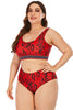 Load image into Gallery viewer, Red Print Two Piece Swimsuit