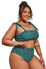 Load image into Gallery viewer, Green Polka Dots Plus Size Swimwear