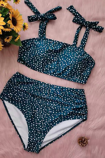 Green Polka Dots Plus Size Swimwear