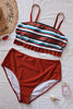 Load image into Gallery viewer, Plus Size Coffee Striped Swimwear