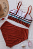 Load image into Gallery viewer, Plus Size Coffee Striped Swimwear