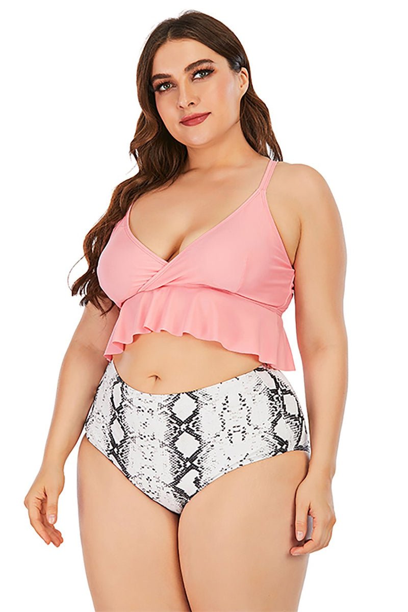 Load image into Gallery viewer, Plus Size Pink Push Up Swimwear