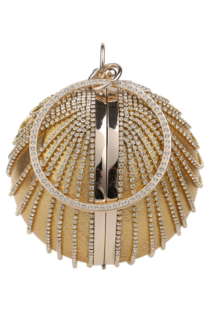 Load image into Gallery viewer, Golden Beaded Circle Party Clutch