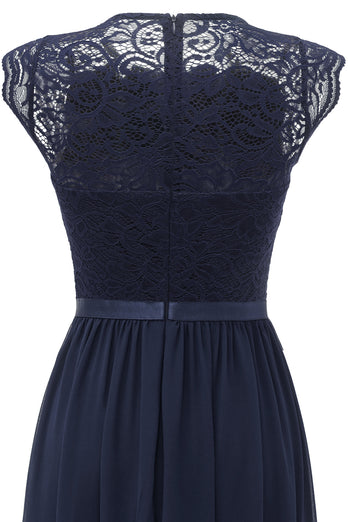 Navy Lace Formal Party Dress