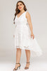 Load image into Gallery viewer, White Lace Asymmetrical Plus Size Dress