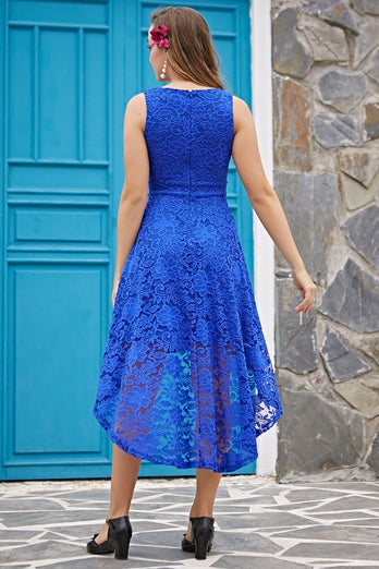 High low Burgundy Lace Plus Size Dress