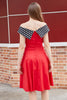 Load image into Gallery viewer, Off Shoulder Red Polka Dots 1950s Dress