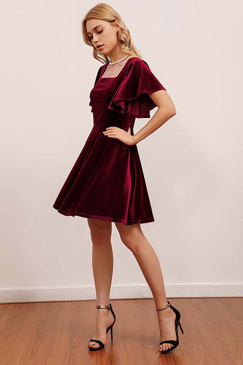 Load image into Gallery viewer, Burgundy Velvet Party Dress