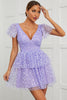 Load image into Gallery viewer, Cute V Neck Purple Party Dress