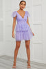 Load image into Gallery viewer, Cute V Neck Purple Party Dress