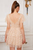 Load image into Gallery viewer, Champagne Tiered Polka Dots Cocktail Dress