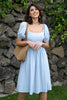 Load image into Gallery viewer, Square Neck Blue Vintage Summer Dress