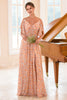 Load image into Gallery viewer, Floral Print Orange Bridesmaid Dress