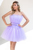 Load image into Gallery viewer, Light Purple Tulle Cocktail Dress