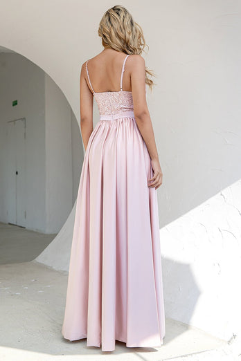 Blush Sequins Prom Dress with Slit