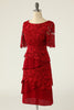 Load image into Gallery viewer, Dark Red Two Piece Mother of the Bride Dress with Lace