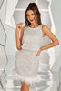 Load image into Gallery viewer, Silver Sequins Short Graduation Dress with Feather
