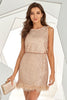Load image into Gallery viewer, Blush Sequins Short Homecoming Dress with Feather