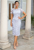 Load image into Gallery viewer, Grey Lace Mother of the Bride Dress