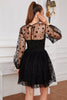 Load image into Gallery viewer, Long Sleeves Tulle Little Black Dress