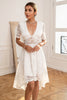 Load image into Gallery viewer, V-neck White Lace Dress