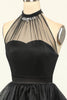 Load image into Gallery viewer, Halter Black Tulle Short Prom Dress