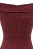 Load image into Gallery viewer, Sheath Off the Shoulder Burgundy Lace Dress