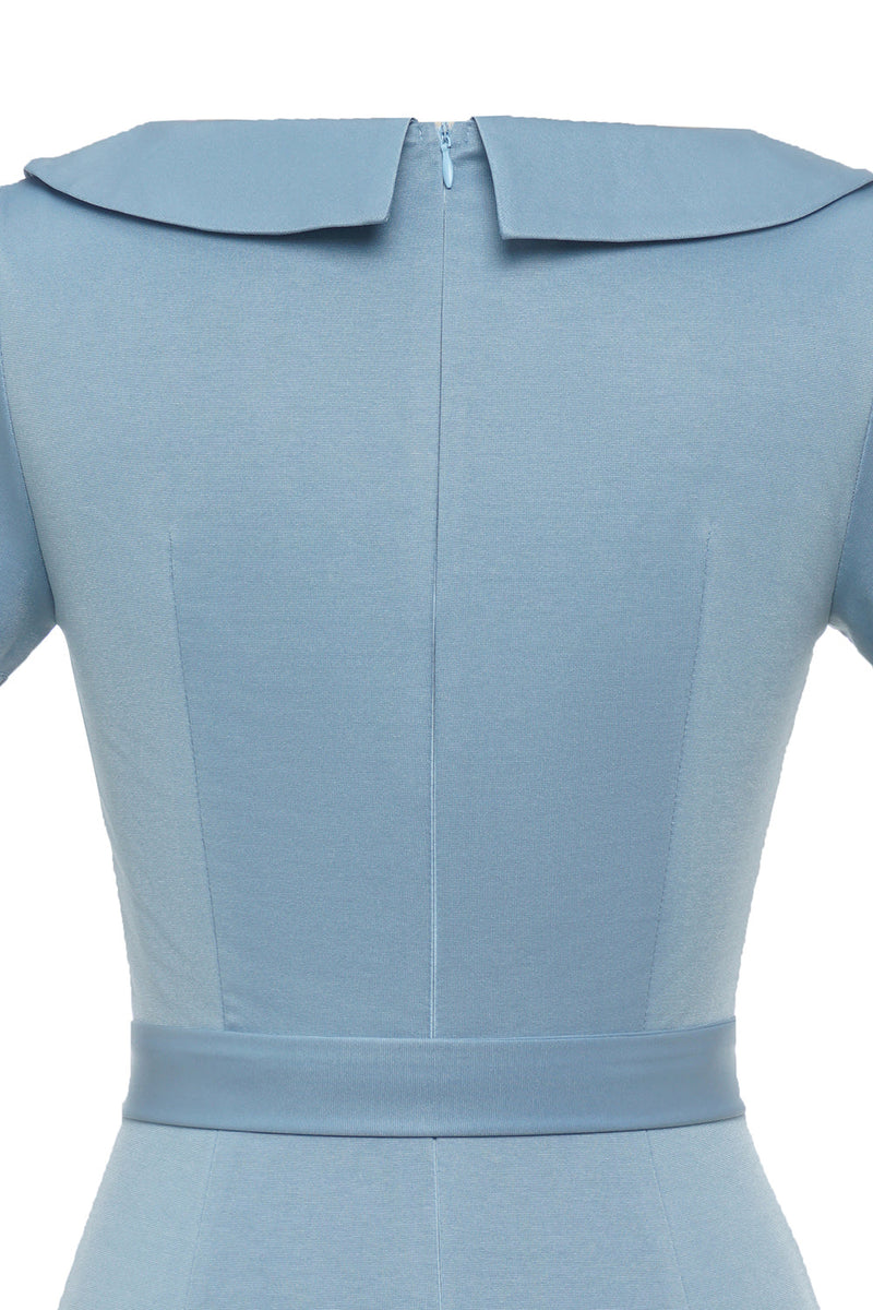 Load image into Gallery viewer, Bodycon Round Neck Light Blue 1960s Dress