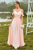 Load image into Gallery viewer, Off Shoulder Blush Bridesmaid Dress