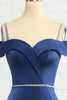Load image into Gallery viewer, Mermaid Off the Shoulder Navy Bridesmaid Dress with Beading
