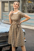 Load image into Gallery viewer, Khaki Green Grid Short Sleeves Vintage 1950s Dress