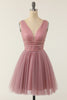 Load image into Gallery viewer, Taro Purple Tulle Short Prom Dress