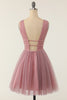 Load image into Gallery viewer, Taro Purple Tulle Short Prom Dress