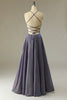 Load image into Gallery viewer, Glitter Purple Long Prom Dress