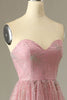 Load image into Gallery viewer, A Line Sweetheart Blush Prom Dress with Criss Cross Back