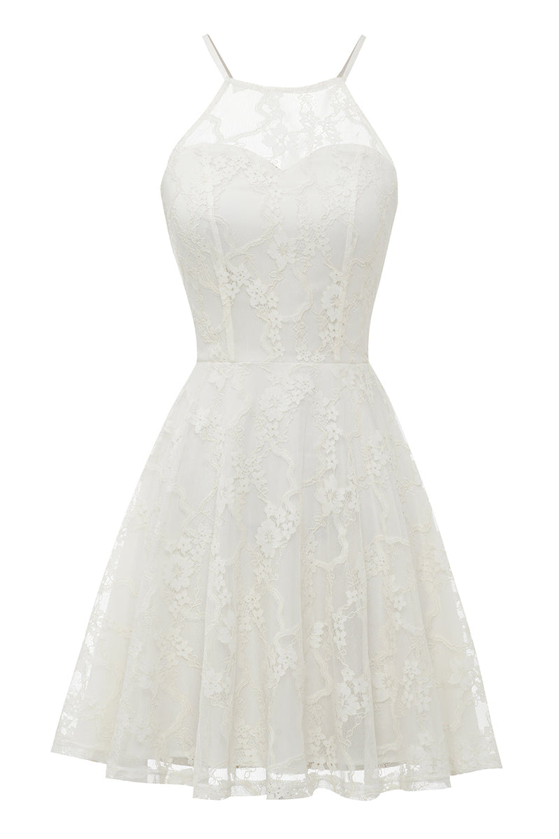 Load image into Gallery viewer, Cute A Line Hater White Short Lace Dress