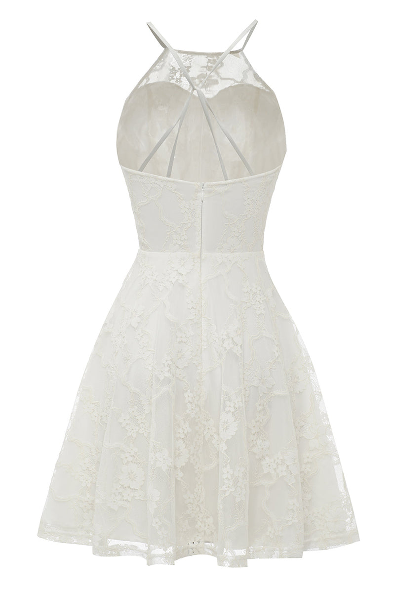 Load image into Gallery viewer, Cute A Line Hater White Short Lace Dress