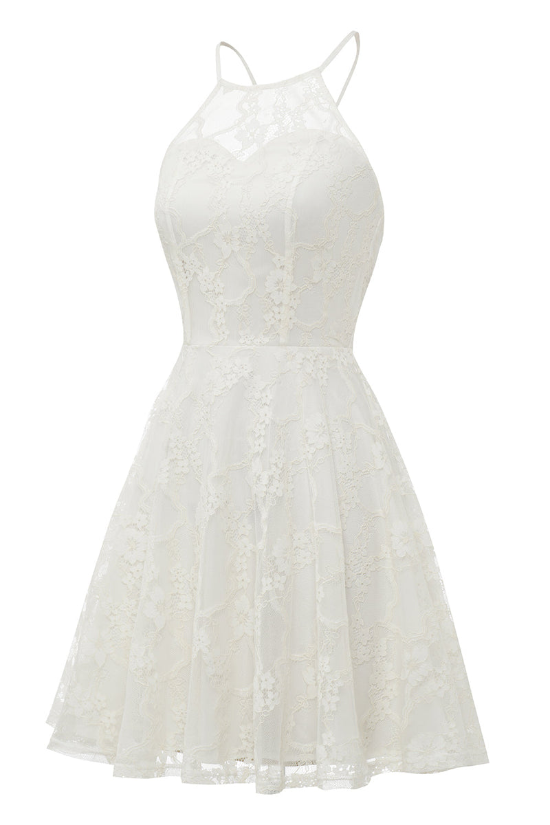 Load image into Gallery viewer, Cute A Line Hater White Short Lace Dress